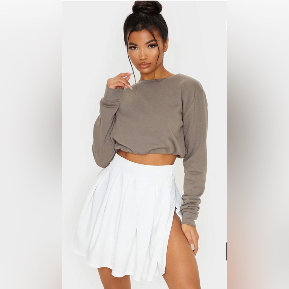 PLT Pleated side split skater skirt